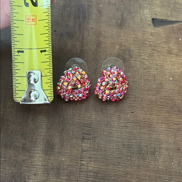 Colorful Rhinestone Knot Earrings - Picture 2 of 2